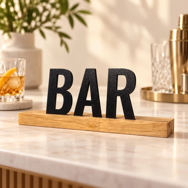 BAR Wooden Table Sign – Home Bar Decor