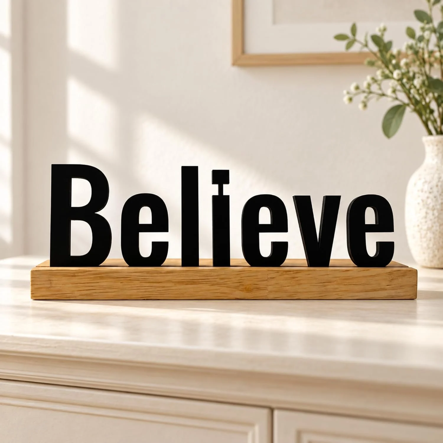 BELIEVE Wooden Table Sign – Motivational Decor – photo 2