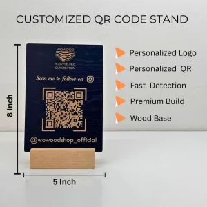 Black qr code stand – size 8 x 5 inch