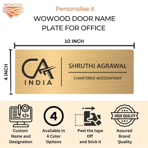 Door name plate for chartered accountants – size 10 x 4 inch