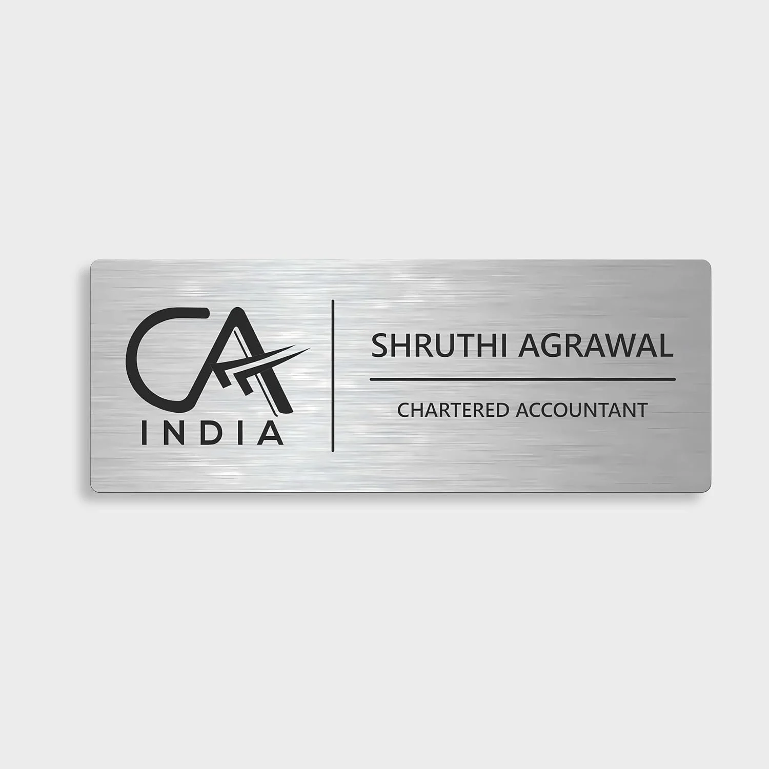 Self-Adhesive Acrylic Door Name Plate for Chartered Accountants – brushed silver