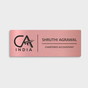 Door name plate for chartered accountants – brushed rose gold