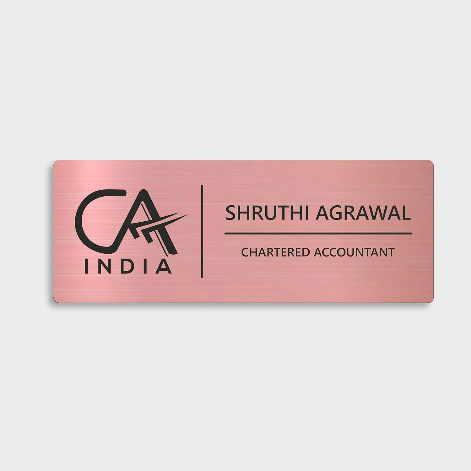 Self-Adhesive Acrylic Door Name Plate for Chartered Accountants – brushed rose gold