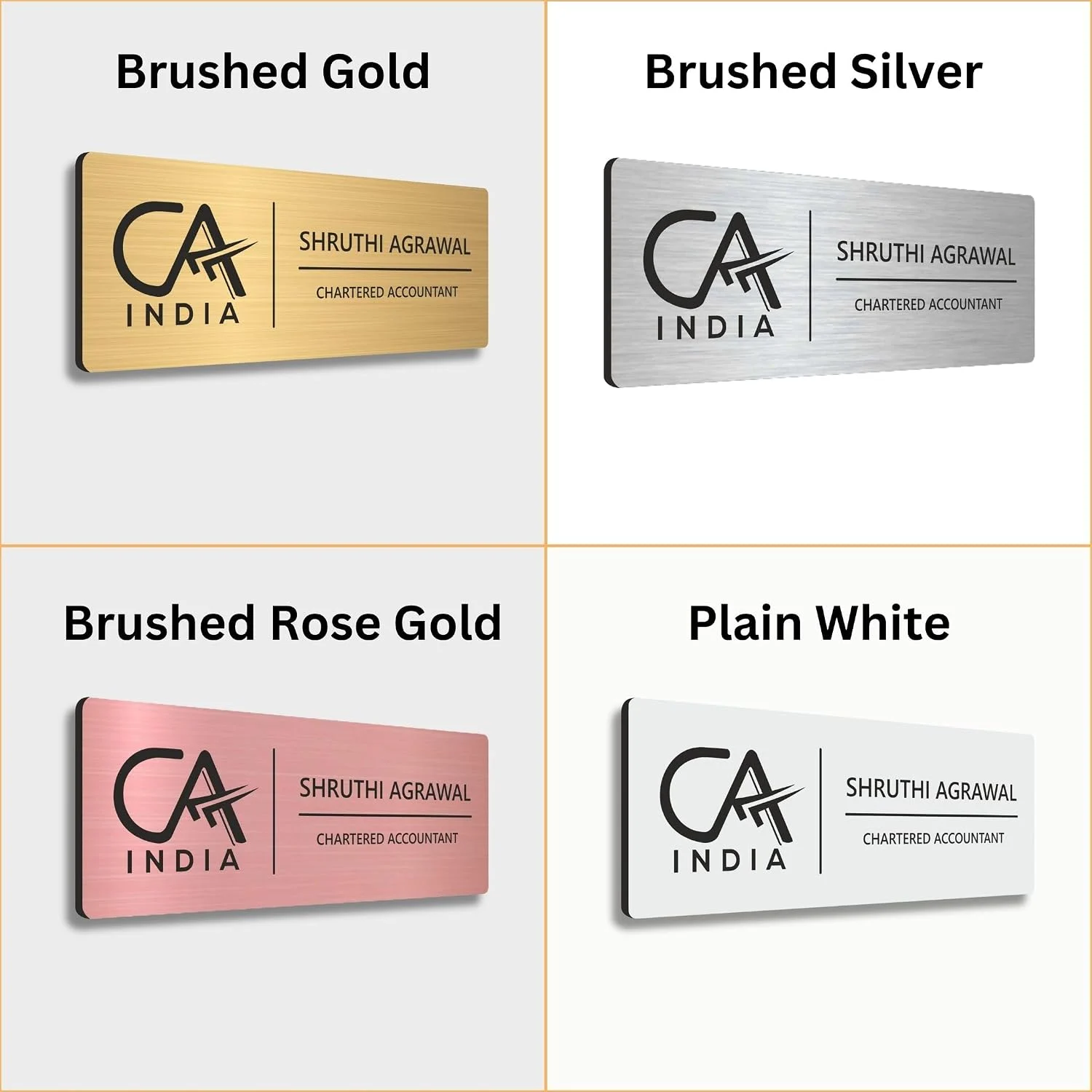 Self-Adhesive Acrylic Door Name Plate for Chartered Accountants – colour options