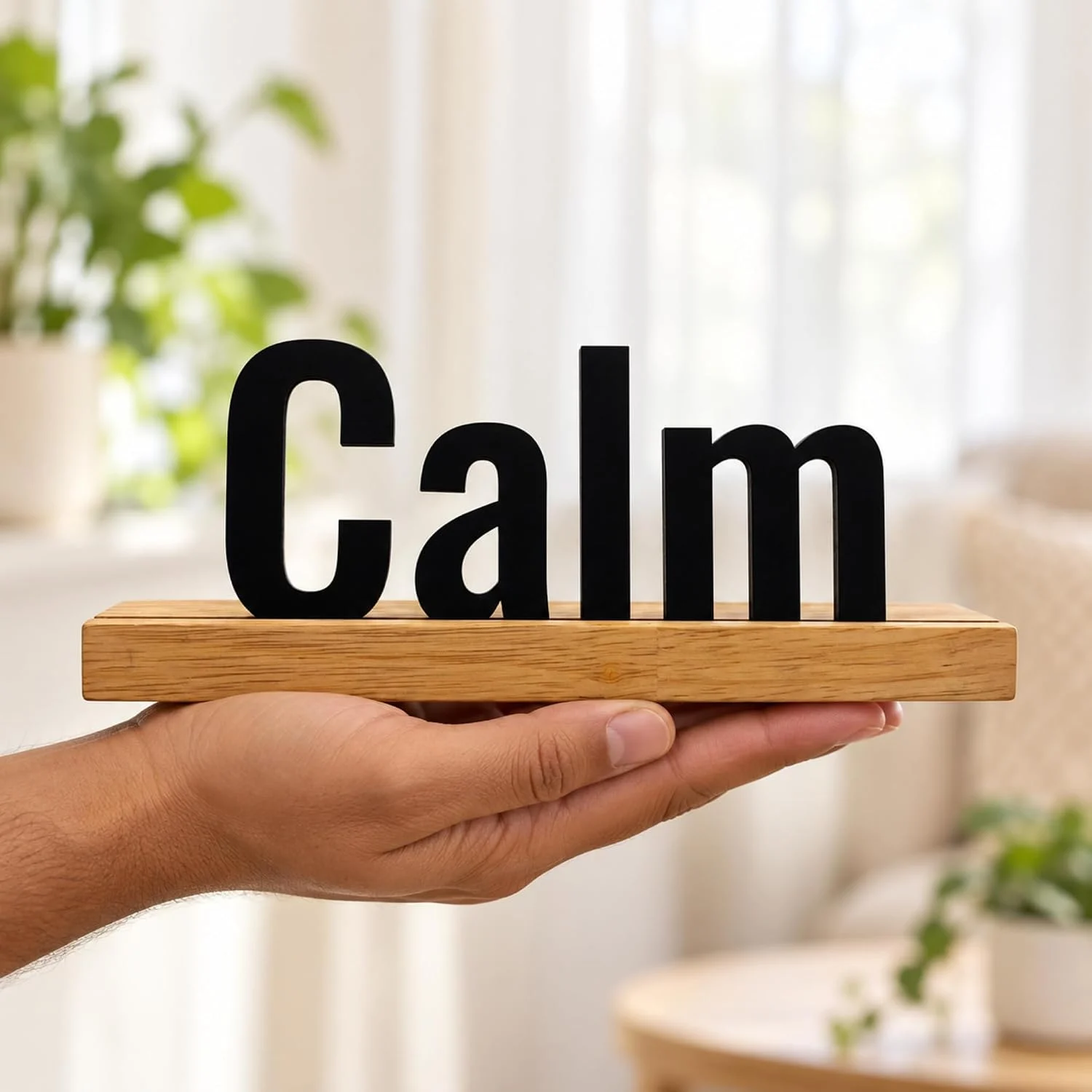 Calm Wooden Table Sign – Yoga & Mindfulness Decor – photo 7