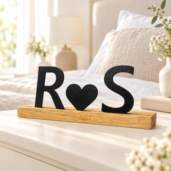 Couple Initials Wooden Sign with Heart – Personalised