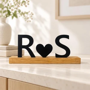 Couple initials wooden sign with heart – photo 2