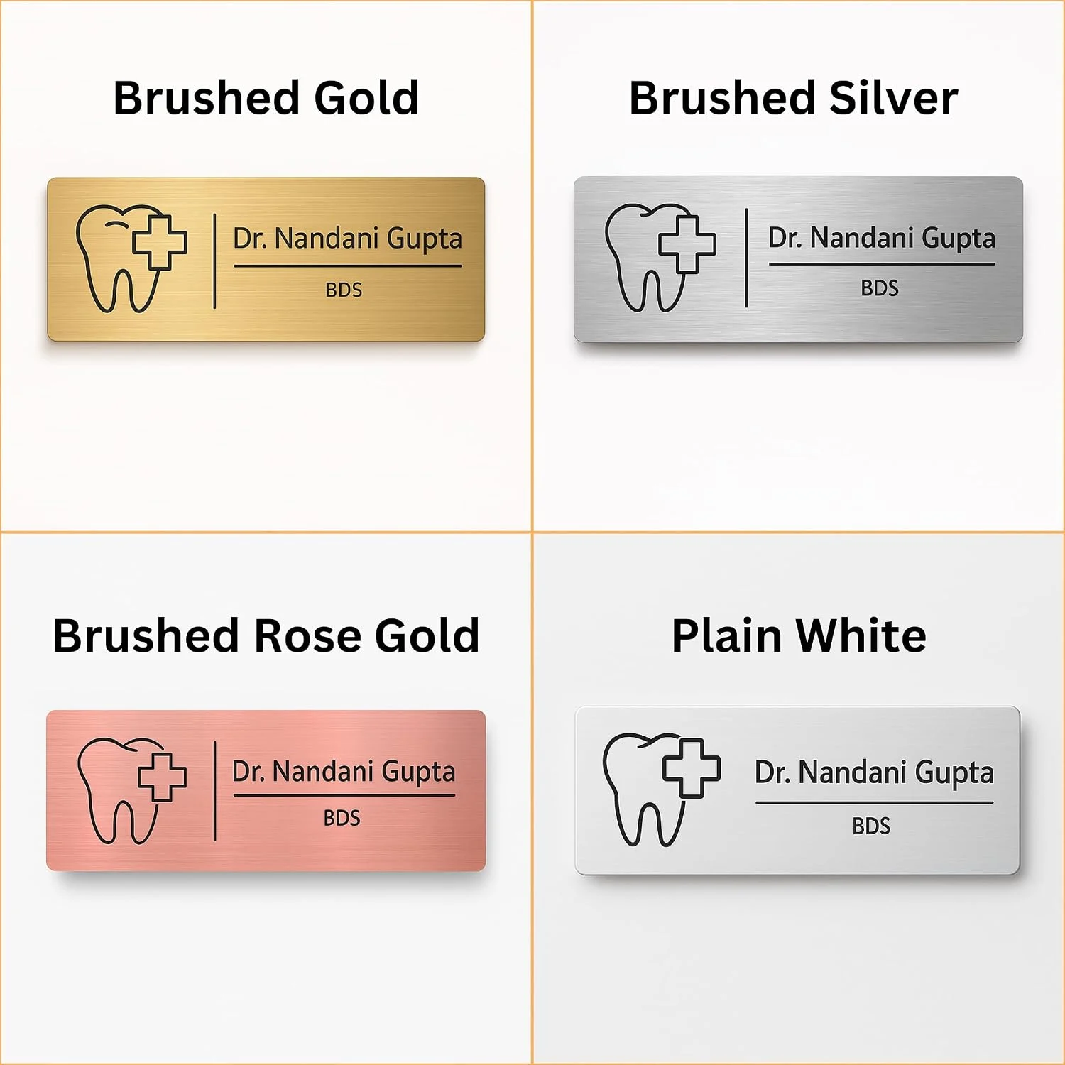 Self-Adhesive Acrylic Door Name Plate for Dentists – all 4 colours
