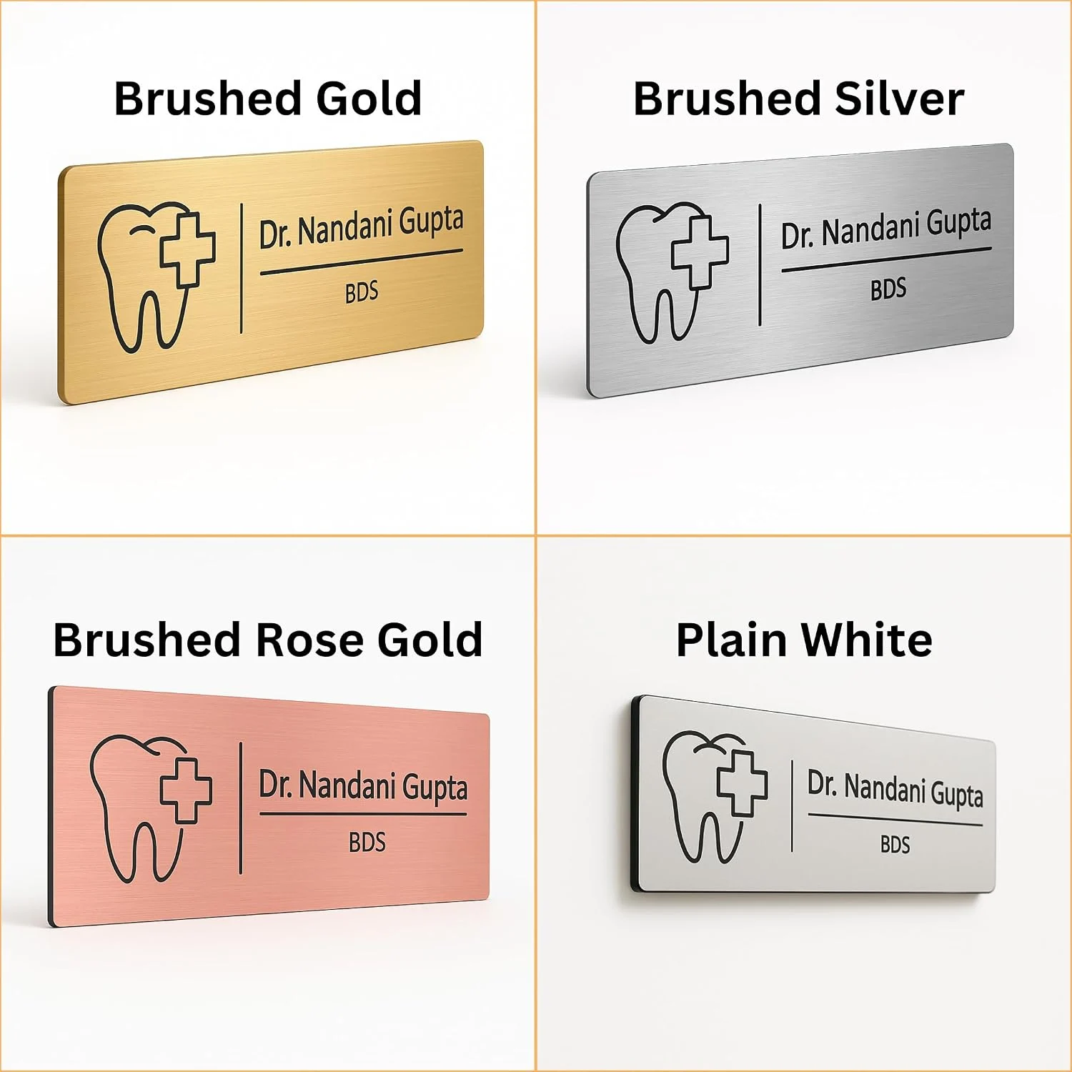 Self-Adhesive Acrylic Door Name Plate for Dentists – colour options