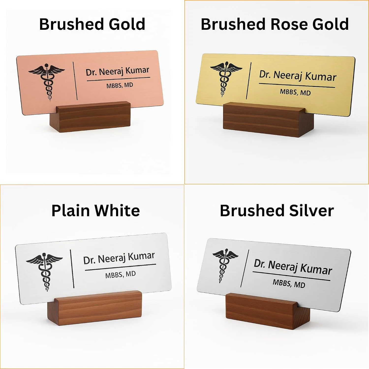 Acrylic desk name plate for doctors – all 4 finishes