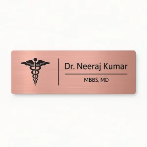 Door name plate for doctors – brushed rose gold