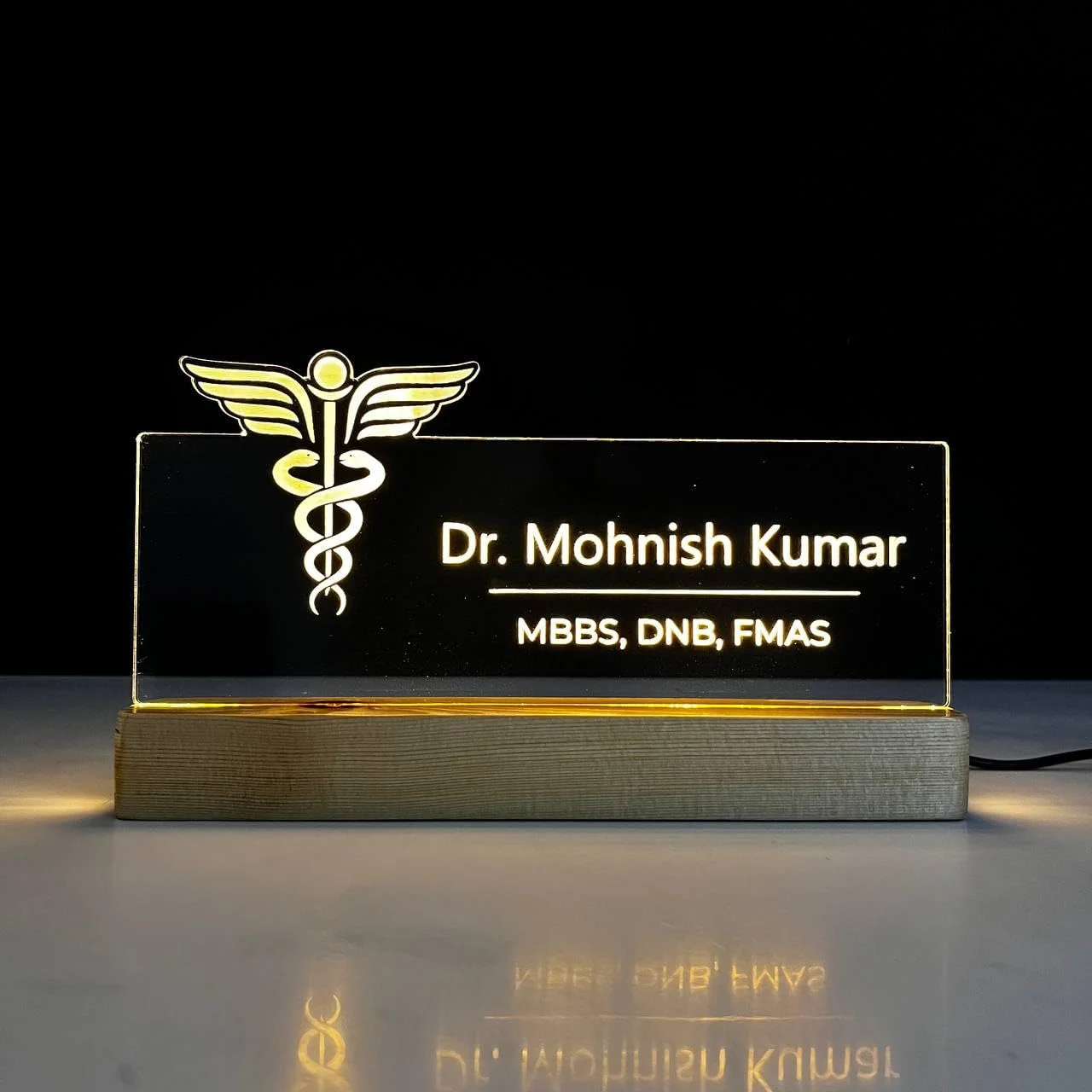 Caduceus name lamp for doctors