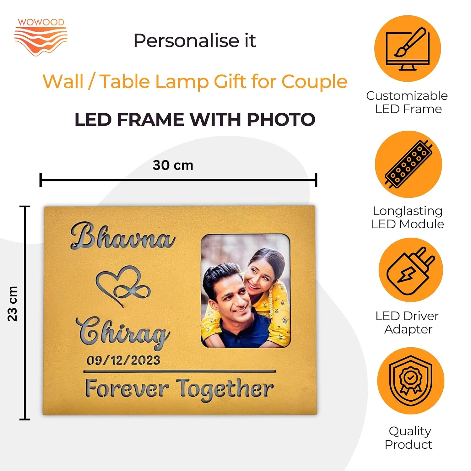 Forever together photo lamp – another view