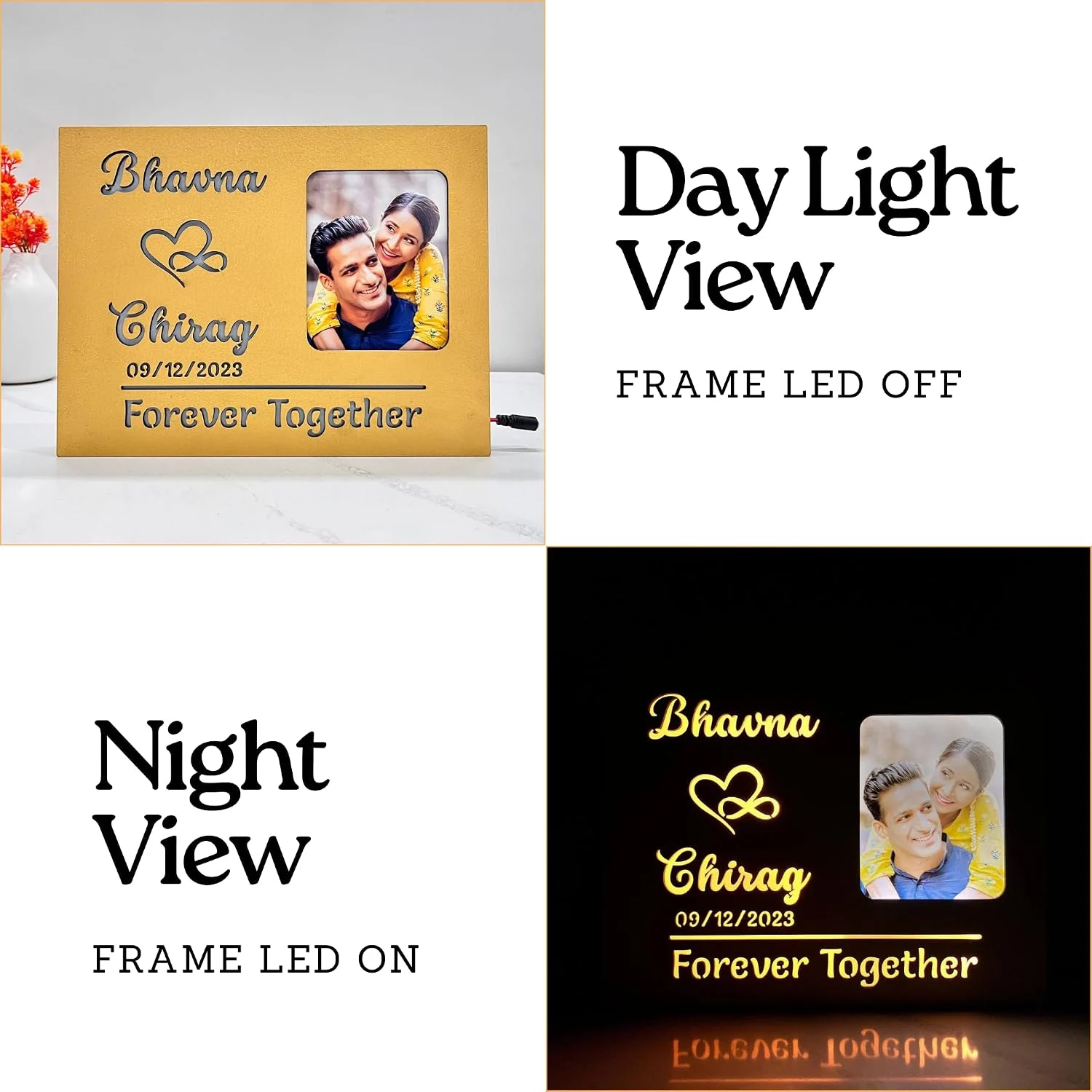 Forever together photo lamp – day and night view