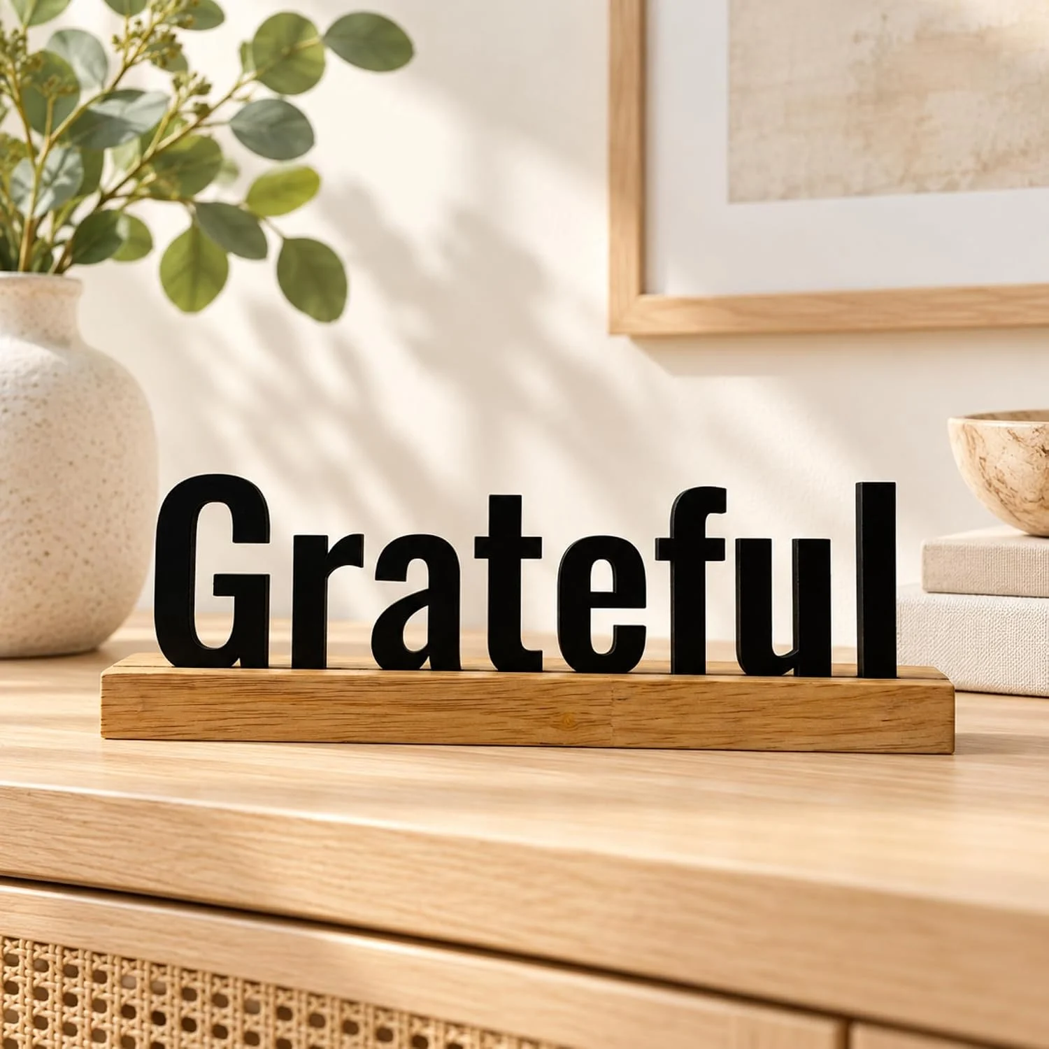 Grateful Wooden Table Sign – Daily Gratitude Reminder – photo 2