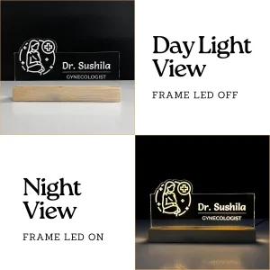 Name lamp for gynecologists – day and night view