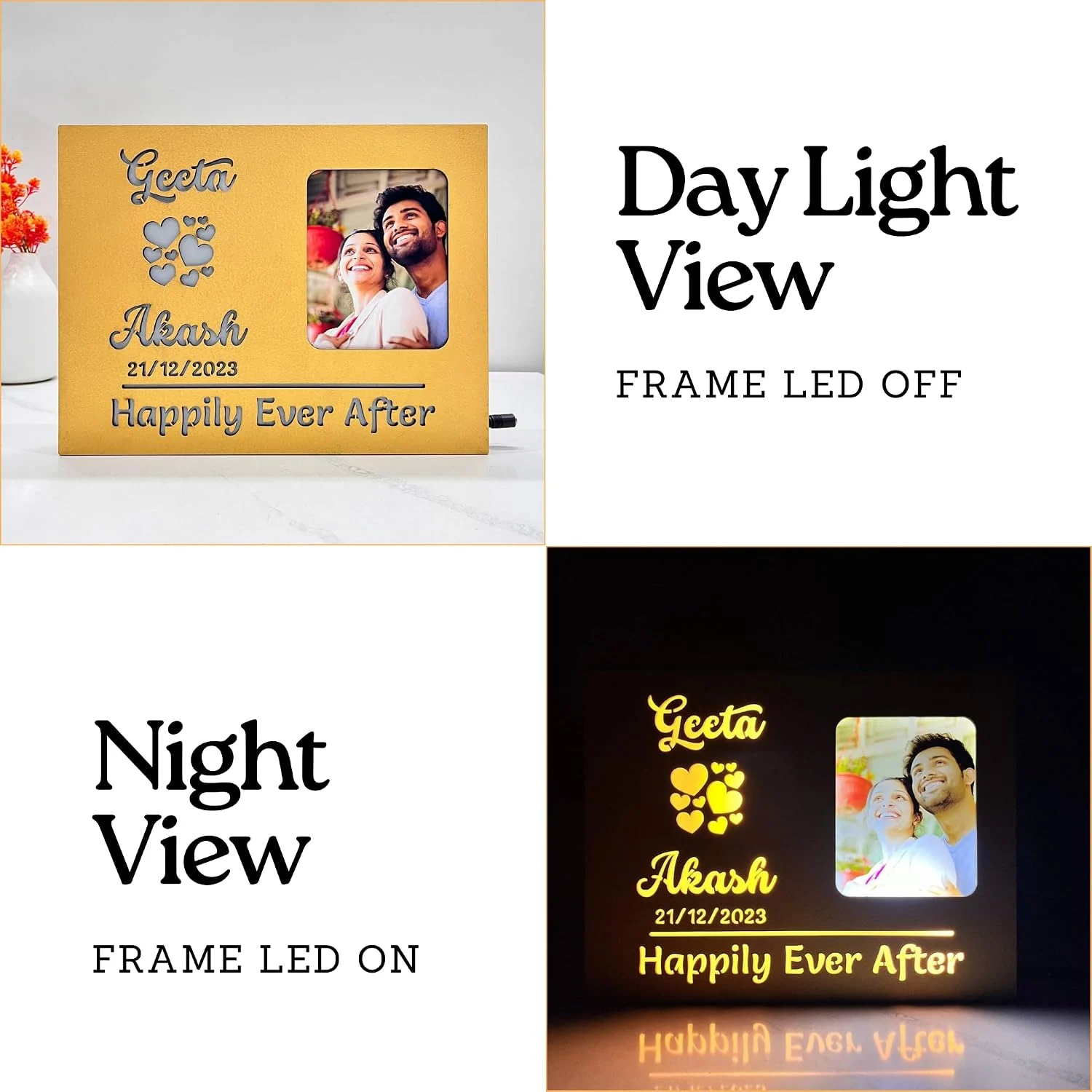 Happily ever after photo lamp – day and night view
