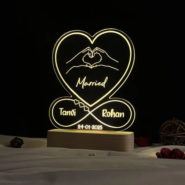 Heart hands infinity couple lamp