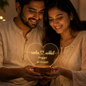Heart couple name lamp – another view