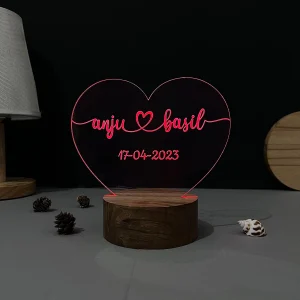 Multicolour heart couple name lamp – glowing