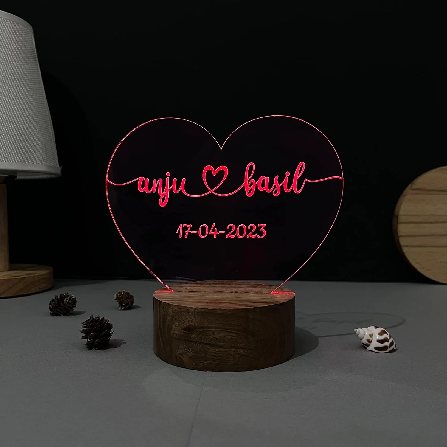 Heart Couple Name Lamp – Multicolour LED – glowing