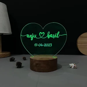 Multicolour heart couple name lamp – another view