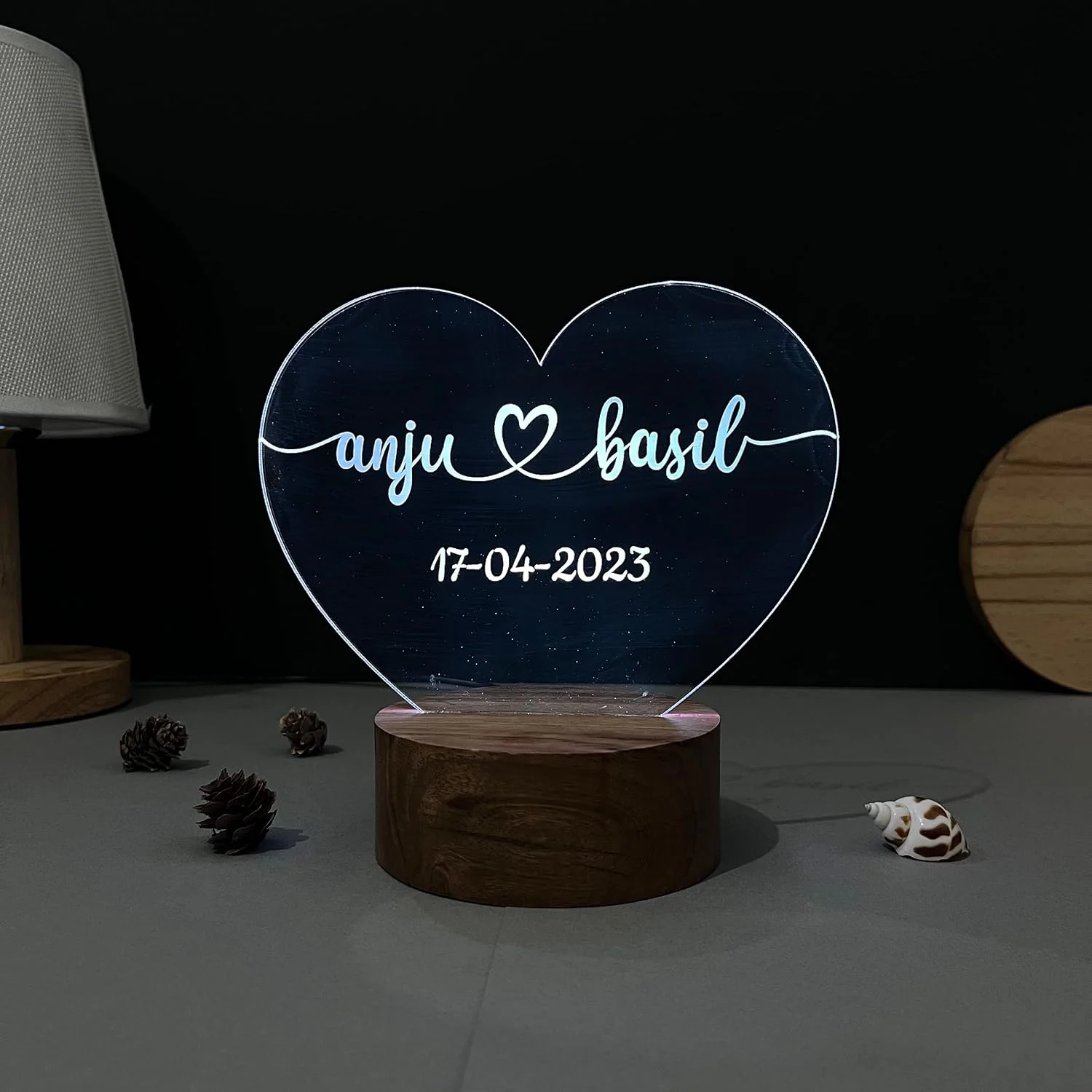 Heart Couple Name Lamp – Multicolour LED – colour option