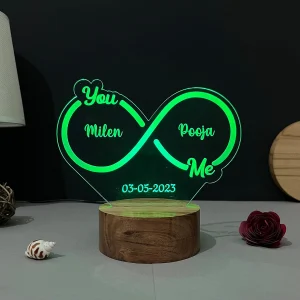 Multicolour infinity couple name lamp – glowing