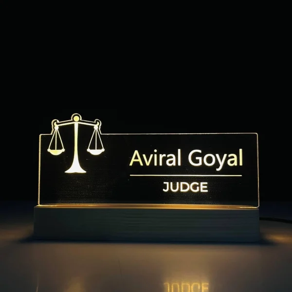 Name lamp for judges