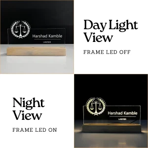 Name lamp for lawyers – day and night view