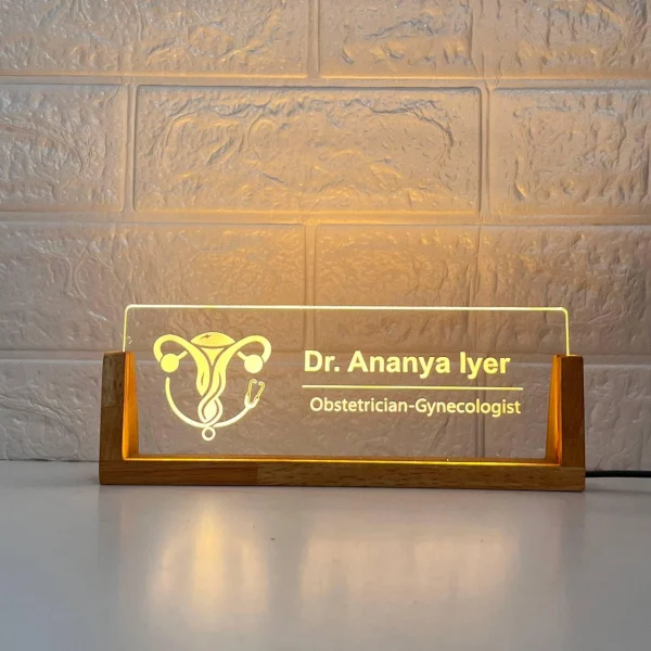 LED desk name plate for gynecologists