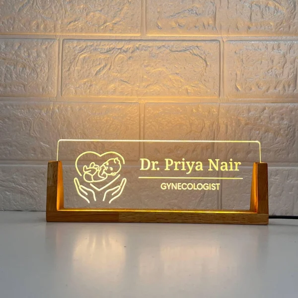 Mother and baby LED desk name plate