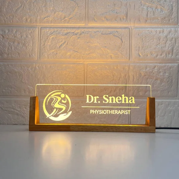 LED desk name plate for physiotherapists