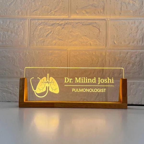 LED desk name plate for pulmonologists