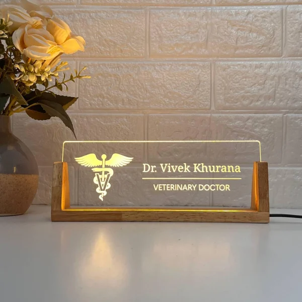 LED desk name plate for veterinary doctors