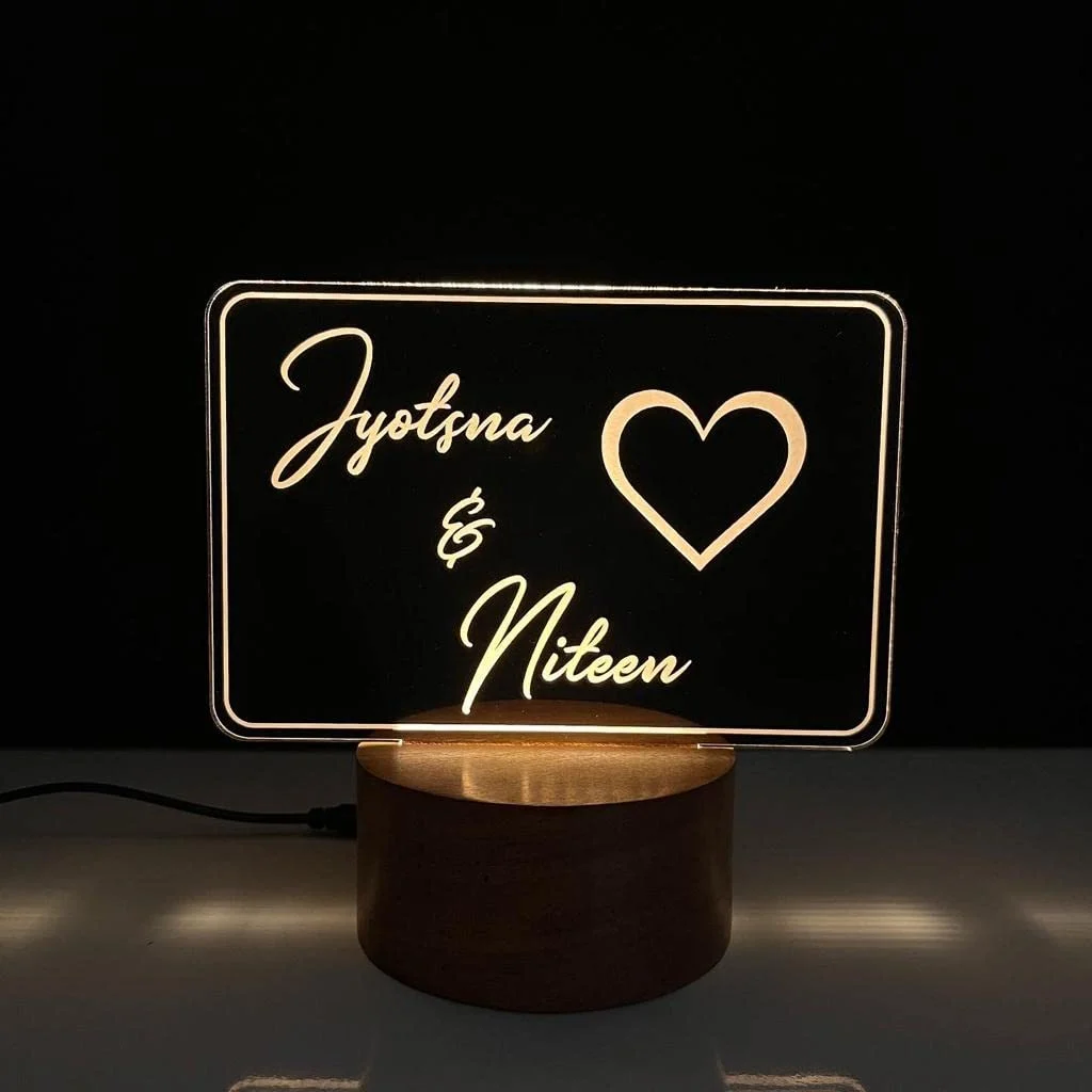 Couple Name Lamp with Heart – Script Names