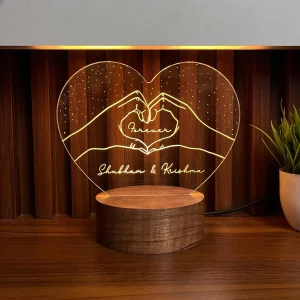 Multicolour heart hands forever lamp – warm white glow