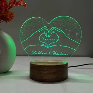 Multicolour heart hands forever lamp – colour option