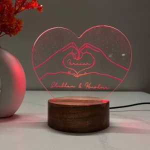 Multicolour heart hands forever lamp – colour option