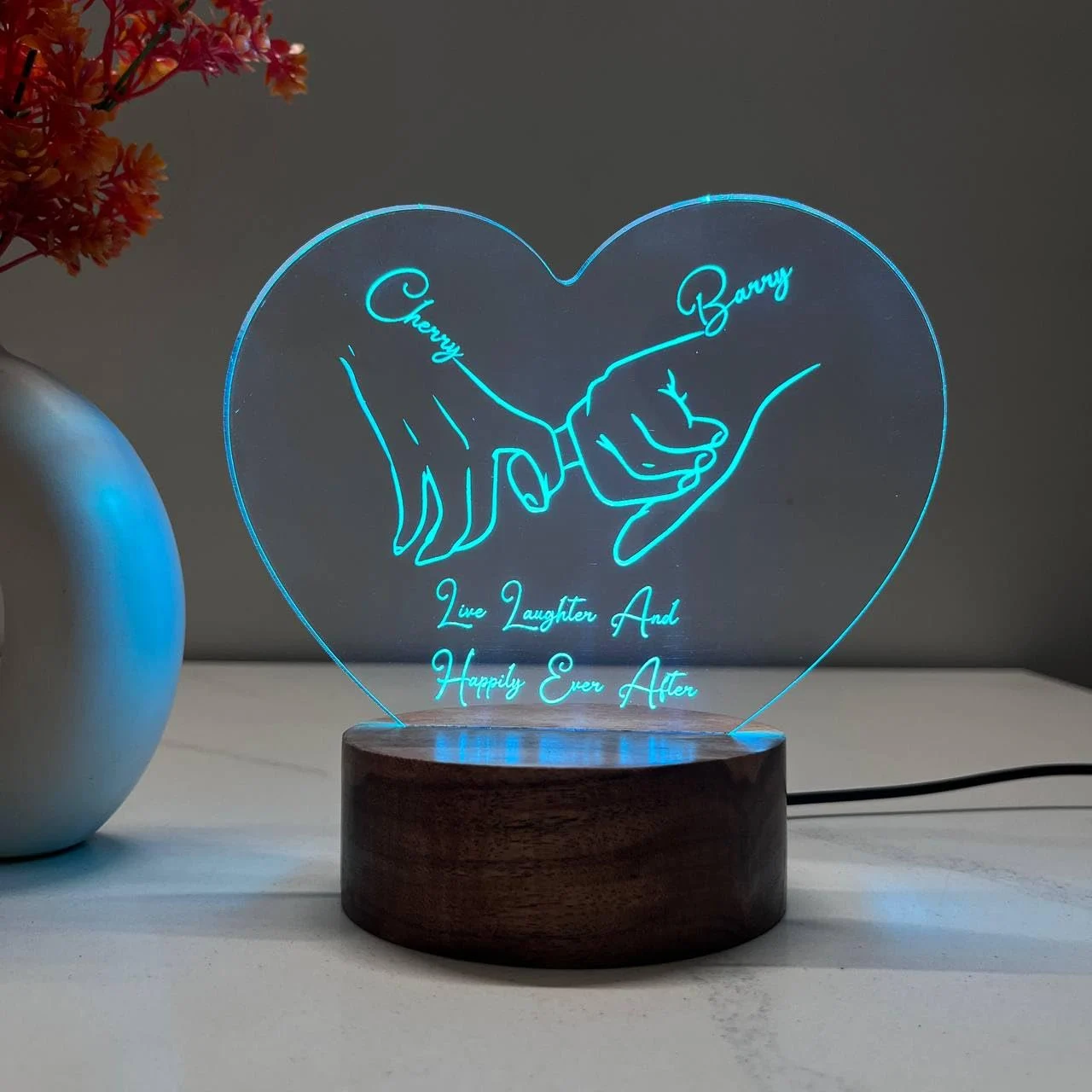 Multicolour pinky promise couple lamp – colour option