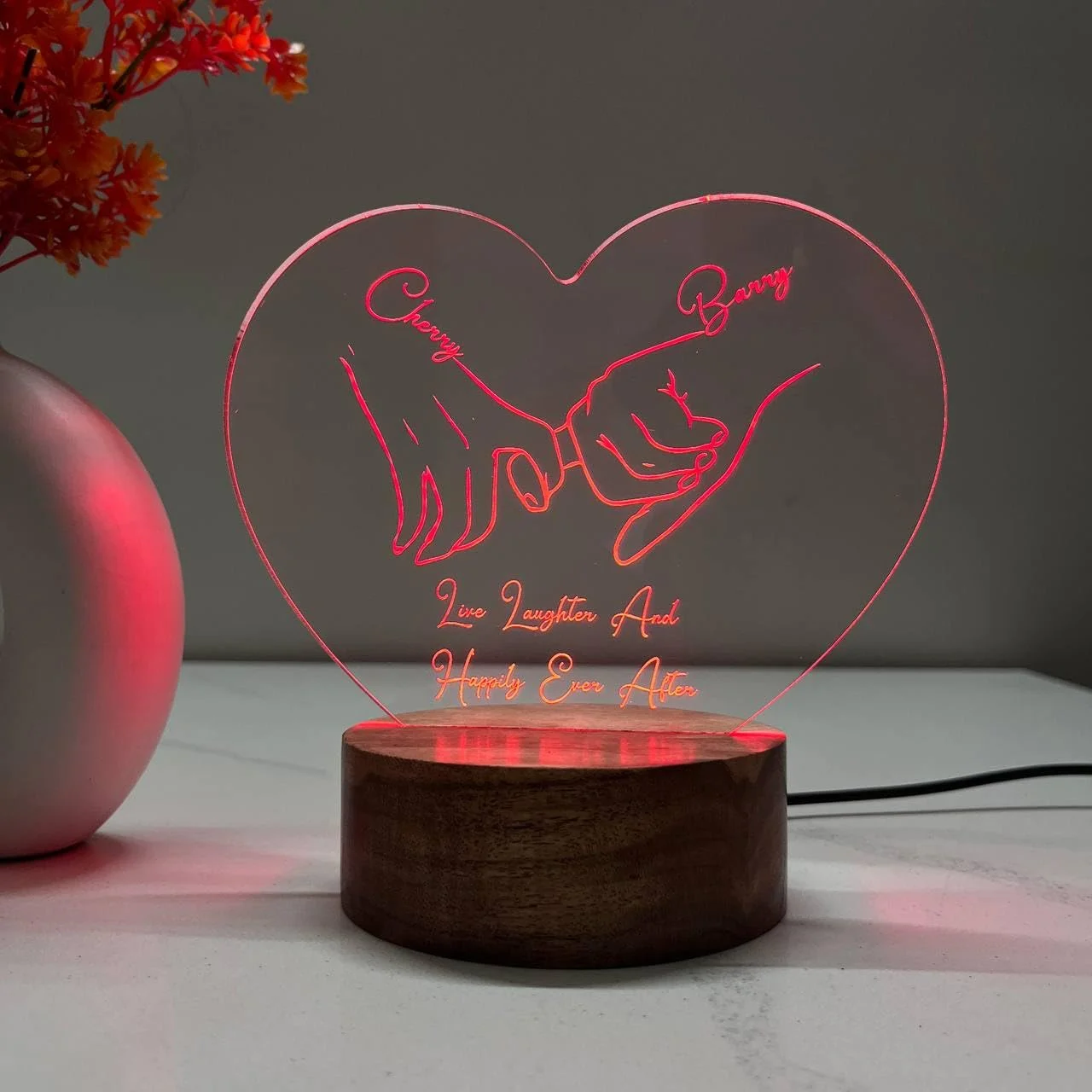 Multicolour pinky promise couple lamp – colour option