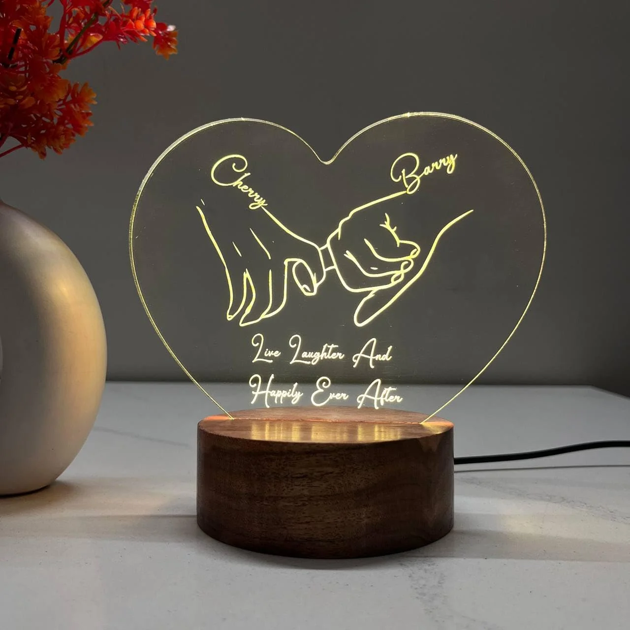 Multicolour pinky promise couple lamp – colour option