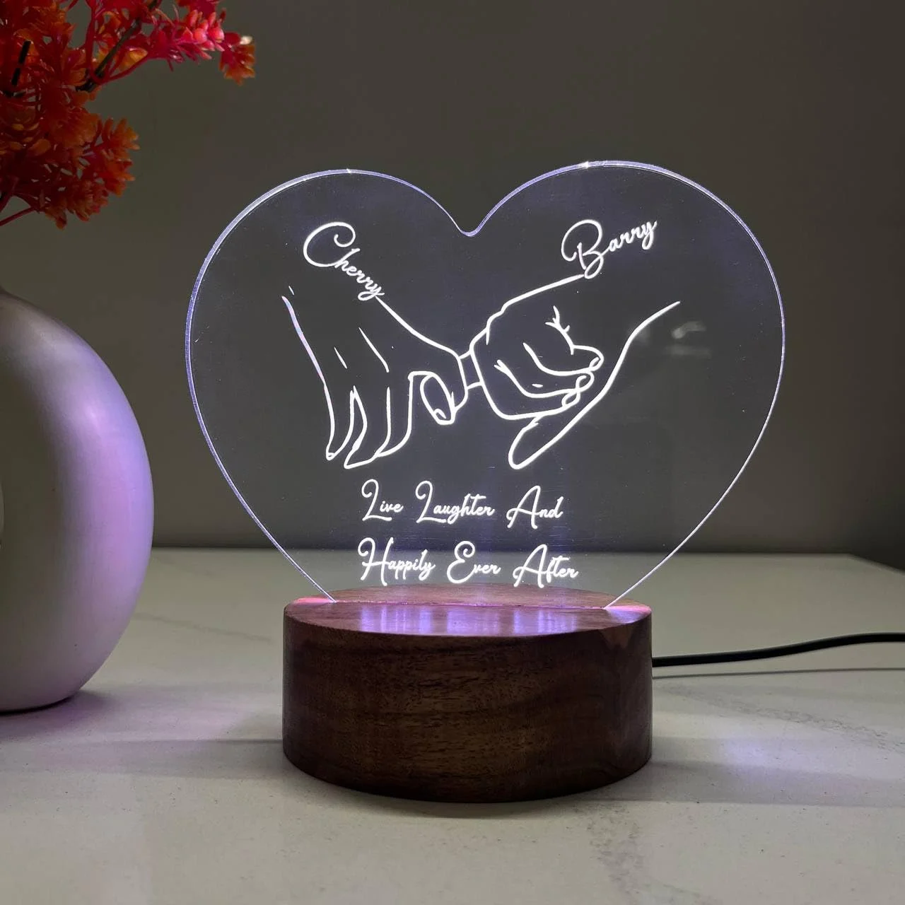 Multicolour pinky promise couple lamp – colour option