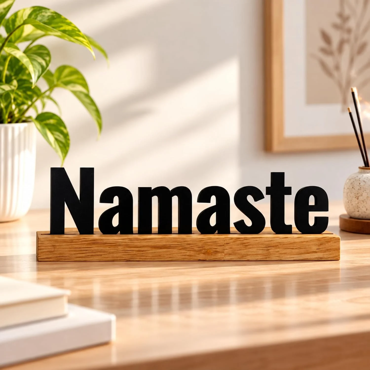 Namaste Wooden Table Sign – Entrance & Desk Decor – photo 2