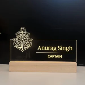Name lamp for navy officers – glowing on a desk