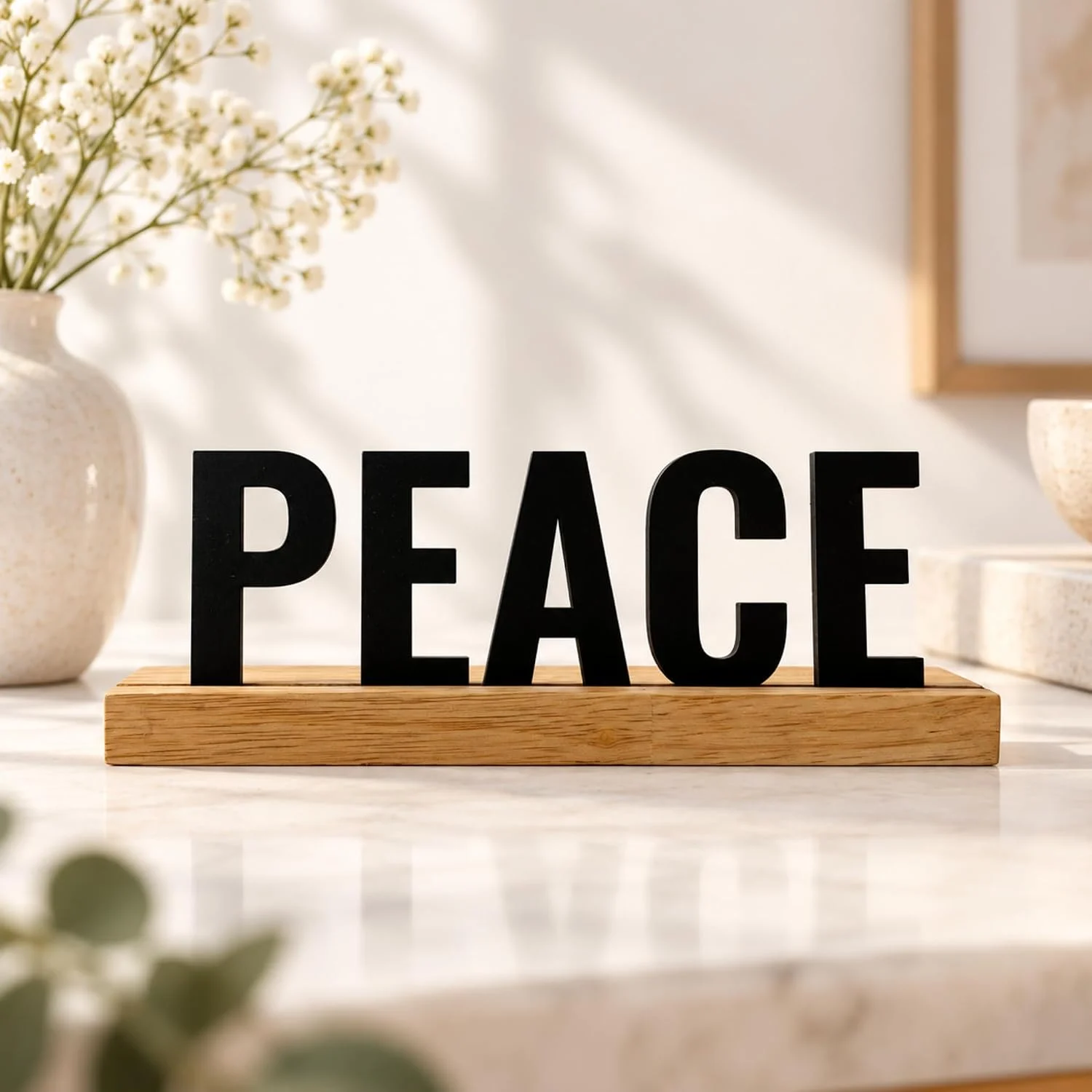 PEACE Wooden Table Sign – Meditation & Yoga Decor – photo 2