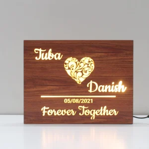 Couple name lamp with date – Forever Together design