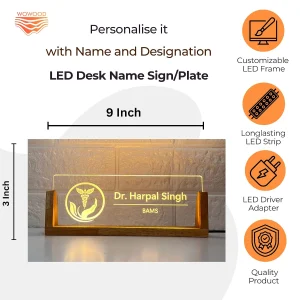 LED desk name plate for ayurveda doctors – size 9 x 3 inch