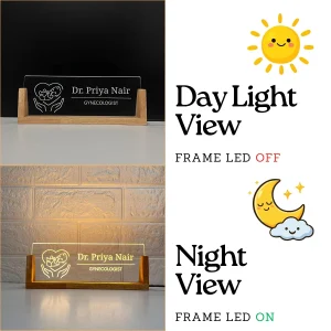 Mother and baby LED desk name plate – day and night view
