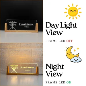 LED desk name plate for surgeons – day and night view